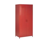 Beliani Armoire Moderne Industrielle en Acier Rouge Chromé 4 Compartiments 171 cm de Hauteur