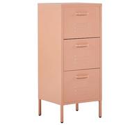 Beliani Armoire et Commode de Bureau en Acier Rose Pêche composé de Trois Tiroirs pour Ranger Les Dossiers