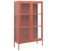 Beliani Armoire Haute Moderne Industrielle en Acier à 2 Portes Façade en Verre Marron Doré Nash