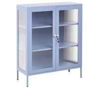 Beliani Armoire Industrielle en Acier à 2 Portes en Verre Haute Bureau à Domicile Bleu Cachemire Harlyn