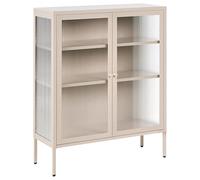 Beliani Armoire Industrielle Moderne en Acier Vitrine 2 Portes Façade en Verre Beige Lerryn