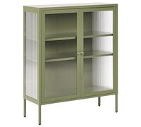 Beliani Armoire Industrielle Moderne en Acier Vitrine 2 Portes Façade en Verre Verte Lerryn