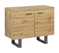 Beliani Armoire Marron 2 Portes Buffet Moderne en Rangement avec Base Métal