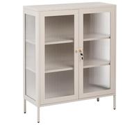 Beliani Armoire Milieu du Siècle en Acier à 2 Portes en Verre Haute Bureau à Domicile Cachemire Beige Harlyn