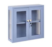 Beliani Armoire Murale Milieu du Siècle en Acier à 2 Portes Haute Bureau à Domicile Bleu Cachemire Harlyn