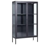 Beliani Armoire Noire en Acier et Verre 150 x 90 x 35 cm avec Vitrine Industriel Nash