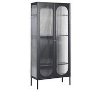 Beliani Armoire Noire en Acier et Verre 181 x 90 x 35 cm avec Vitrine Industriel Foxton
