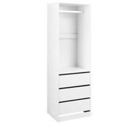 Beliani Armoire Ouverte Moderne Haute et Étroite avec 3 Étagères et 3 Tiroirs Panneau de Particules Placage Papier Chambre Couloir Blanche Hamilton