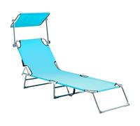 Beliani Bain de Soleil Inclinable et Pliant avec Auvent en Polyester et Acier Turquoise Foligno