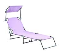 Beliani Bain de Soleil Inclinable et Pliant avec Auvent en Polyester et Acier Violet Foligno
