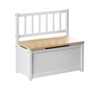 Beliani Banc avec Rangement Scandinave en Contreplaqué de Pin Meuble Enfant Blanc et Marron Clair Berrima