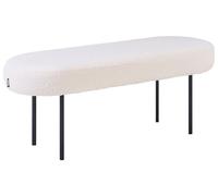 Beliani Banc Bouclé à Pieds Métalliques Ovale Rembourré Syle Cottage Rétro Blanc Cassé Wolfeboro