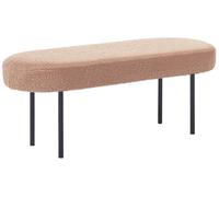 Beliani Banc Bouclé à Pieds Métalliques Ovale Rembourré Syle Cottage Rétro Marron Clair Wolfeboro