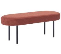 Beliani Banc Bouclé à Pieds Métalliques Ovale Rembourré Syle Cottage Rétro Marron Doré Wolfeboro