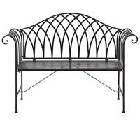 Beliani Banc de Jardin Effet Vieilli Noir avec Accoudoirs en Métal 2 Places Milazzo