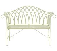 Banc de Jardin Effet Vieilli Vert Clair avec Accoudoirs en Métal 2 places Milazz