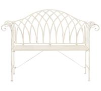 Beliani Banc de Jardin en Métal Blanc avec Accoudoirs Arrondis et Dossier Décoratif Idéal pour Jardin ou Terrasse Romantique et Traditionnelle