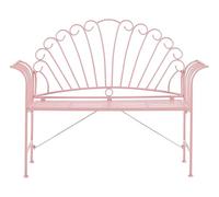 Beliani Banc de Jardin ou Terrasse Banquette Romantique 125 cm 2 Places en Métal Rose Idéal pour Extérieurs Classiques et Provançales