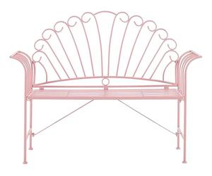 Beliani Banc de Jardin ou Terrasse Banquette Romantique 125 cm 2 Places en Métal Rose Idéal pour Extérieurs Classiques et Provançales