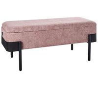 Beliani Banc de Rangement en Tissu Rembourré Pieds Couleur Noir Rose Warren
