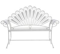 Beliani Banc d'Extérieur Jardin Vintage en Métal 2 Places avec Accoudoirs Effet Vieilli Blanc Cassé Pavia