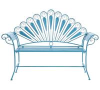 Beliani Banc d'Extérieur Jardin Vintage en Métal 2 Places avec Accoudoirs Effet Vieilli Bleu Pavia