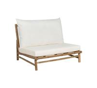 Beliani Banc en Bambou Ton Clair Pieds Courts et Coussins Blanc Cassé pour Jardin Salon Todi