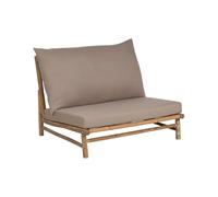 Beliani Banc en Bambou Ton Clair Pieds Courts et Coussins Taupe pour Jardin Salon Todi