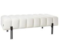 Beliani Banc en Tissu Rembourré pour Couloir Pieds en Métal Blanc Cassé Carey