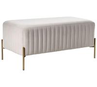 Beliani Banc en Velours avec Pieds Métalliques Dorés Glamour Rectangulaire Blanc Cassé Utah