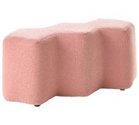 Beliani Banc Scandinave en Tissu Bouclé Rembourré Repose-Pieds Tabouret 86 x 30 cm Forme Irrégulière Rose Littleton