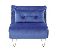 Beliani - Banquette Convertible 1 Place en Velours et Métal Bleu Marine et Doré