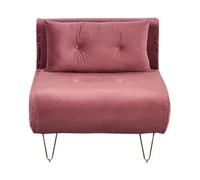Beliani Banquette Convertible 1 Place en Velours Rose et Métal Doré Canapé-Lit Vestfold