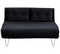 Beliani Banquette Convertible 2 Places en Velours Noir et Métal Doré Canapé-Lit Vestfold