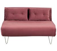 Beliani Banquette Convertible 2 Places en Velours Rose et Métal Doré Canapé-Lit Vestfold