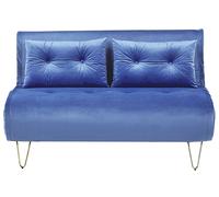 Beliani Canapé Banquette Convertible 2 Places Lit d'Appoint en Velours Vert Foncé avec Pieds en Métal Doré Design Glamour Moderne