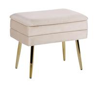 Beliani Banquette d'Intérieur en Velours Beige avec Pieds Dorés et Coffre Glamour Odessa