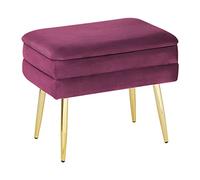 Beliani Banquette d'Intérieur en Velours Bordeaux avec Pieds Dorés et Coffre Glamour Odessa