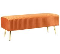 Beliani Banquette d'Intérieur Glamour Pieds en Métal Dorés en Velours Orange Paterson