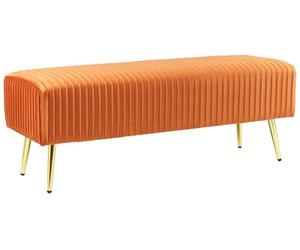 Beliani Banquette d'Intérieur Glamour Pieds en Métal Dorés en Velours Orange Paterson