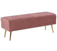 Beliani Banquette d'Intérieur Glamour Pieds en Métal Dorés en Velours Rose Paterson