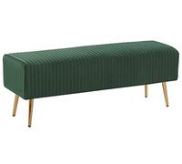 Beliani Banquette d'Intérieur Glamour Pieds en Métal Dorés en Velours Vert Paterson