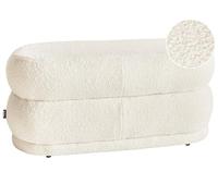 Beliani Banquette en Bouclé Blanc Cassé Uni Ovale Contreplaqué et Bois d'Hévéa Rembourrage en Mousse Ellendale