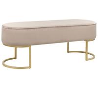 Beliani Banquette en Velours Beige Uni sur Pieds Dorés Rembourrage en Mousse Milry