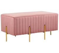 Beliani Banquette Intérieur Glamour avec Pieds Métal Dorés en Velours Rose Dayton