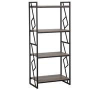 Beliani Bibliothèque au Style Industriel composé de 4 Compartiments en Imitation Bois et Une Structure en Métal Noir 143 cm de Hauteur