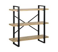 Beliani Bibliothèque Ouverte à 3 Niveaux en Bois Clair Cadre métallique Noir Timber