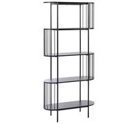 Beliani Bibliothèque Retro en MDF Mélaminé 172 x 80 cm Forme Ovale 4 Étagères Noire Oreana