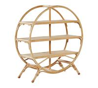 Beliani Bibliothèque Ronde à 3 Etagères en Rotin Naturel Ouverte Division Chambre Tuvalu II