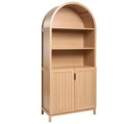 Beliani Bibliothèque Rustique en MDF Arquée 5 Étagères Pieds en Bois Portes Fermées Marron Clair Coolah